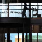 View of part of the Standard Life building on Lothian Road in Edinburgh.