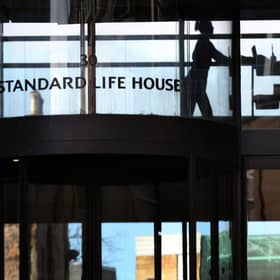 View of part of the Standard Life building on Lothian Road in Edinburgh.