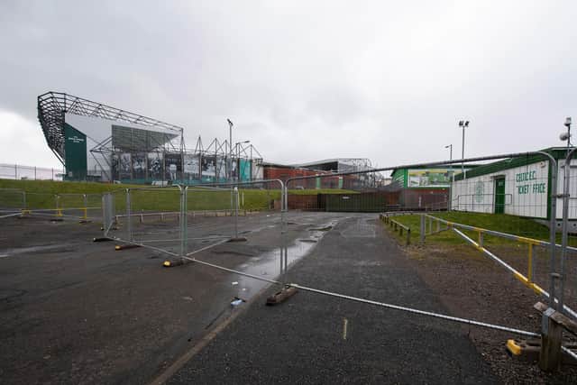 Steel fencing is erected around Celtic Park