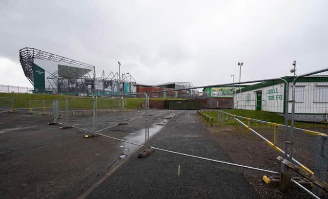 Steel fencing is erected around Celtic Park