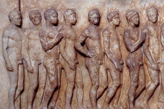 A marble stele inscribed with an Athenian ephebic list which has been stored in the NMS collection for more than 100 years