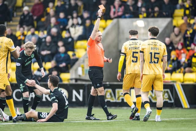 Livingston defender Jack Fitzwater was sent off in what was a turning point in the match.