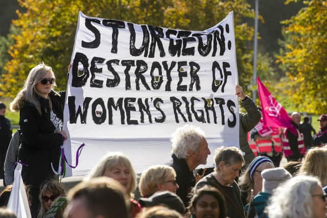 Protesters demonstrate outside the Scottish Parliament against plans to introduce gender self-identification (Picture: Lisa Ferguson)