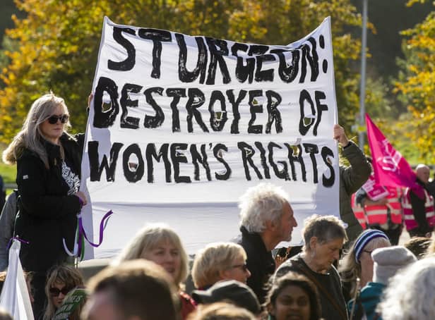 Protesters demonstrate outside the Scottish Parliament against plans to introduce gender self-identification (Picture: Lisa Ferguson)