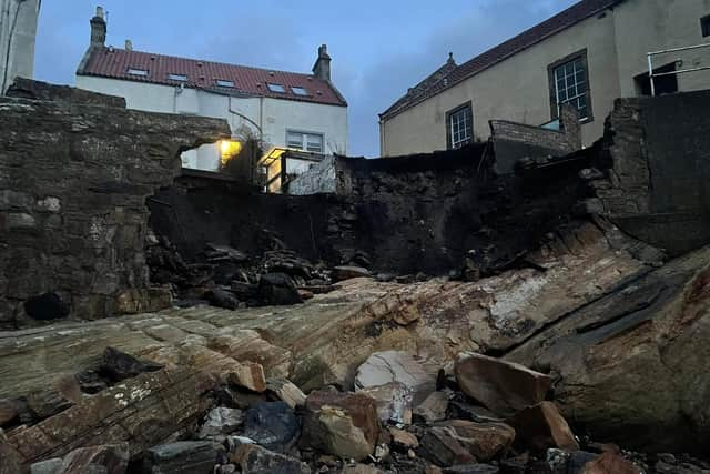 A large chunk of Rob Allen's garden has been lost, as can be seen in the picture, but more ground has been crumbling away each day since the first cave-in on Sunday