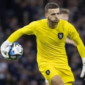 Angus Gunn equalled his father Bryan's total of six caps for Scotland when he played against England last month (Photo by Alan Harvey / SNS Group)