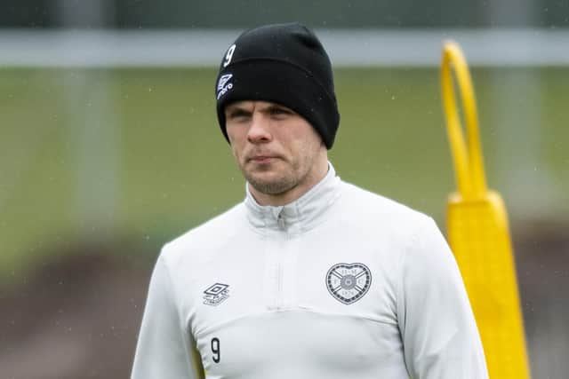 Lawrence Shankland pictured at Hearts training ahead of the match against Aberdeen.