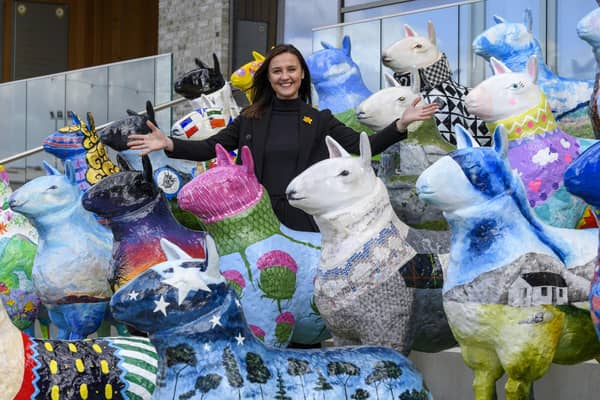 Mairi McAllan MSP celebrates the launch of the Royal Highland & Agricultural Society's 'Flock to the Show' campaign