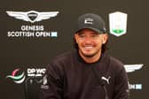 Ewen Ferguson talks to the media during a press conference prior to the Genesis Scottish Open at The Renaissance Club. Picture: Andrew Redington/Getty Images.