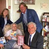 Jimmy Sinclair with David Torrance, Carol Lindsay, Rod Kavanagh, the Lord Lieutenant, and his carer Archie.