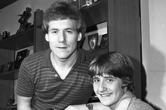 Chris Robertson and his younger brother John at Hearts in 1980. They made their only first-team appearance together on 17 February, 1982 in a 4-1 win over Queen of the South  Pic: Albert Jordan