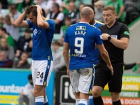 Callum Booth can't hide his disappointment at the decision to award Hibs a penalty against St Johnstone.