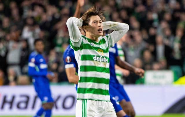 Celtic’s Kyogo Furuhashi  during a UEFA Europa League group stage match between Celtic and Bayer Leverkusen at Celtic Park, on September 30, 2021, in Glasgow, Scotland. (Photo by Ross MacDonald / SNS Group)