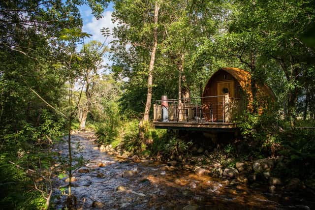 RiverBeds, Ballachulish, HIghland.  Find sanctuary on the riverbank where these cute ensuite luxury lodges have their own private veranda and outdoor hotub to take the strain away.