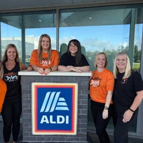 Ashley McKenzie (central left) with Aldi colleagues and teammates ahead of Edinburgh Kiltwalk this weekend