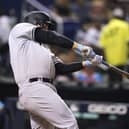 New York Yankees' Anthony Rizzo hits a solo home run against the Miami Marlins. Picture: Lynne Sladky/AP