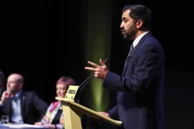 First Minister Humza Yousaf speaks at the SNP Campaign Council in Perth on Saturday. Picture: Jeff J Mitchell/Getty Images