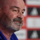 Scotland head coach Steve Clarke addresses a press conference in Seville on the eve of their Euro 2024 qualifier against Spain. (Photo by JORGE GUERRERO/AFP via Getty Images)