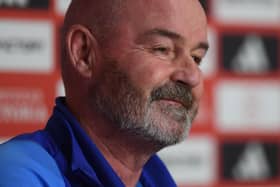 Scotland head coach Steve Clarke addresses a press conference in Seville on the eve of their Euro 2024 qualifier against Spain. (Photo by JORGE GUERRERO/AFP via Getty Images)