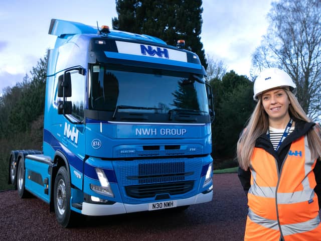 NWH director Nicola Williams, pictured with the new fully electric Volvo lorry.