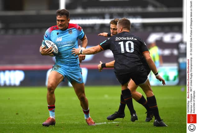 Cole Forbes enjoyed a searing first-half break for Glasgow Warriors but the try he set up for Sam Johnson was disallowed. (Photo by Ben Evans/Huw Evans/Shutterstock)