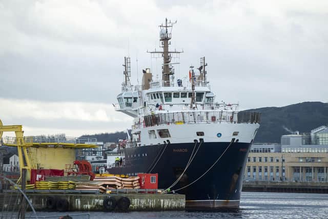 Pharos docked in Leith Harbour for maintenance this week. Picture: Lisa Ferguson