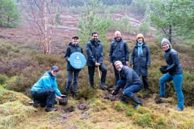 From left: Junior Rangers Katherine Parfitt and Anna Parfitt; First Minister Humza Yousaf, Sandy Bremner, CNPA Convener; Grant Moir, CNPA CEO; Ray Macfarlane, Scotland Committee Chair and a trustee and Deputy Chair of The National Lottery Heritage Fund, Lorna Slater, Minister for Green Skills, Circular Economy and Biodiversity.