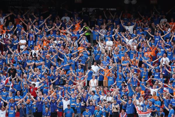 Rangers fans inside the Ramon Sanchez-Pizjuan Stadium were left without water after kiosks were closed. (Photo by Maja Hitij/Getty Images)