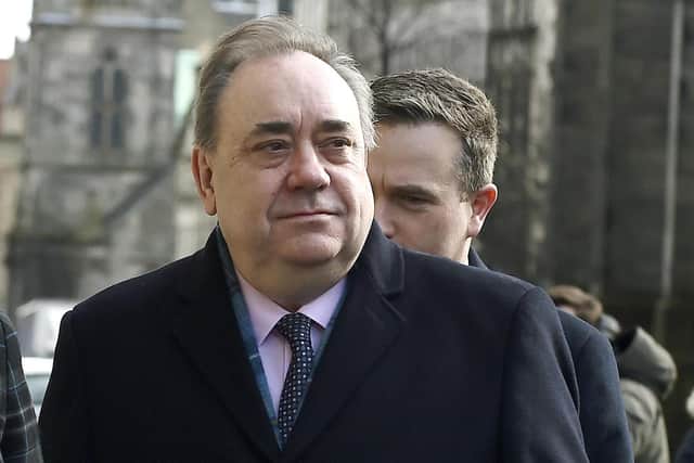 Former First Minister Alex Salmond arrives at Edinburgh High Court this morning on day four of his trial
