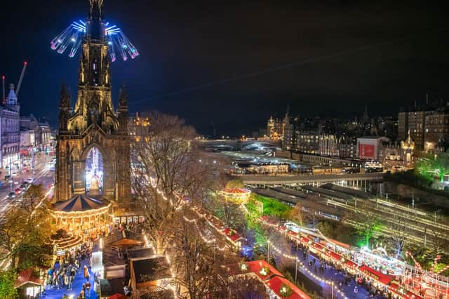 The traditional markets along Princes Street Gardens. Picture: Ian Georgeson