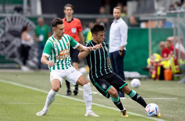 New Celtic signing Nicolas Kuhn (left) in action for Rapid Vienna during a pre-season friendly against his new club in 2022. (Photo by Craig Williamson / SNS Group)