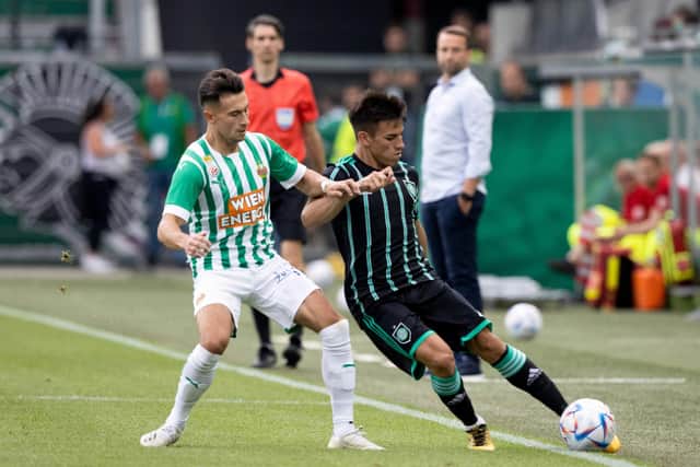 New Celtic signing Nicolas Kuhn (left) in action for Rapid Vienna during a pre-season friendly against his new club in 2022. (Photo by Craig Williamson / SNS Group)