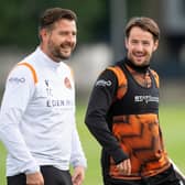 Striker Marc McNulty (right) in training with Tam Courts, his Dundee United manager. The pair hope to get a win over Dundee this afternoon  (Photo by Mark Scates / SNS Group)