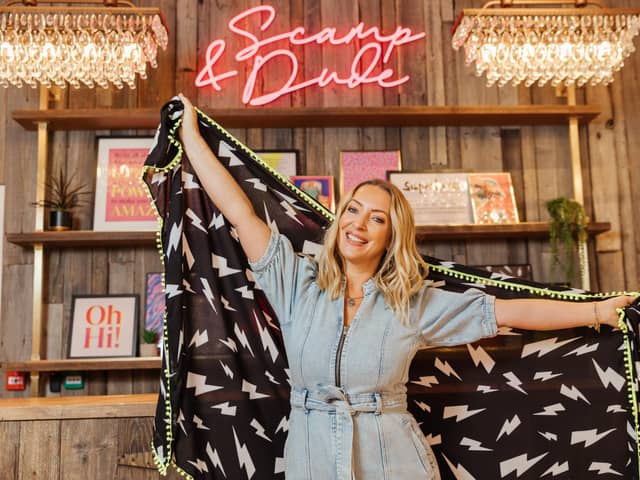 The Scamp & Dude founder, pictured at its Edinburgh store, is aiming to donate 63,000 'Super Scarves' a year to women starting chemotherapy. Picture: Connor Mollison.
