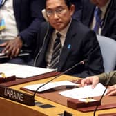 Volodymyr Zelensky speaks to the U.N. Security Council (Photo by Spencer Platt/Getty Images)