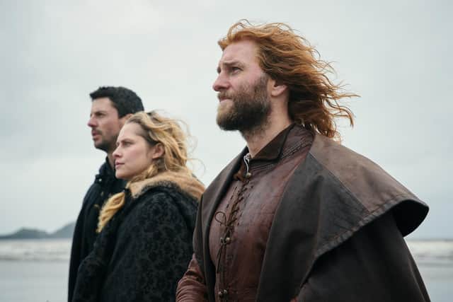 Steven Cree as Gallowglass (nearest to camera) in A Discovery of Witches