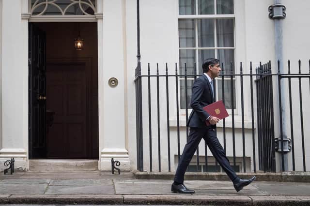 Chancellor of the Exchequer Rishi Sunak departs 11 Downing Street to deliver a summer economic update at the Houses of Parliament