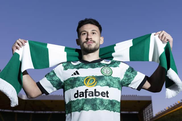 New Celtic signing Nicolas Kuhn was paraded at Parkhead on Wednesday. (Photo by Craig Foy / SNS Group)