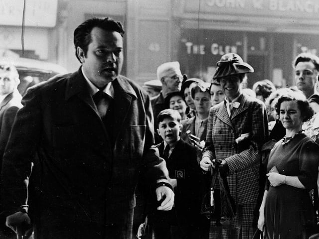Actor and director Orson Welles arrives at the Cameo Cinema during the 1953 Edinburgh Film Festival  to give a lecture where he declared that "the film industry is dying".