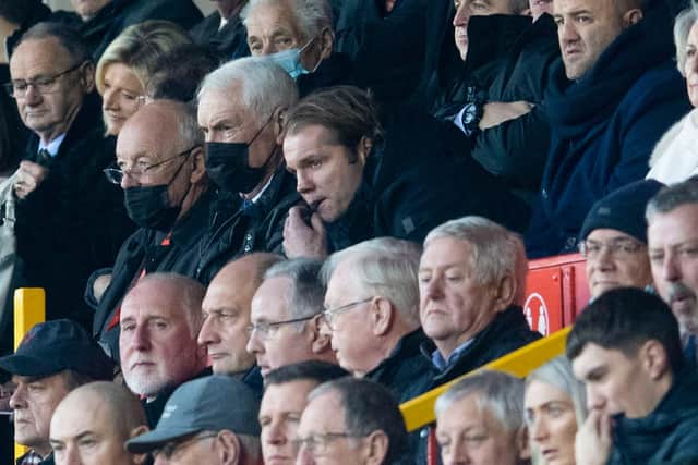 Hearts manager Robbie Neilson in the stand at Pittodrie.