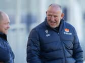 Steve Diamond, right, chats to WP Nel during an Edinburgh training session. (Photo by Ewan Bootman / SNS Group)