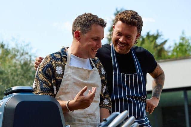 Radio DJ and BBQ lover Chris Stark, loves to cook on the grill and has shared his top tips to smash it on the BBQ this year. Pictured, Chris (L) challenging his friend Ollie (R) to a BBQ showdown.