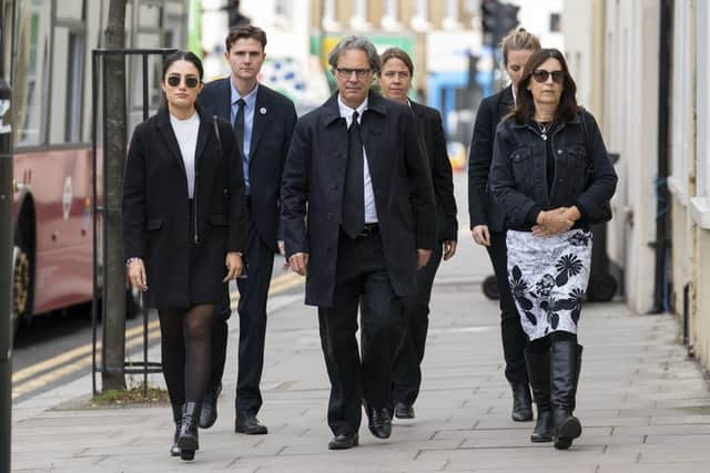 Molly Russell's father Ian Russell (centre), mother Janet Russell (right) and her sister (left) arrive at Barnet Coroner's Court in north London on the first day of the inquest into her death. Picture: Kirsty O'Connor/PA Wire