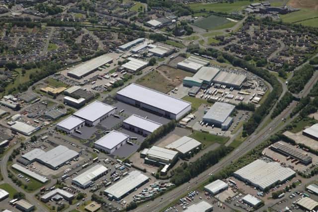 A computer generated image showing how the new Belgrave Logistics Park at Bellshill would look in its surroundings.