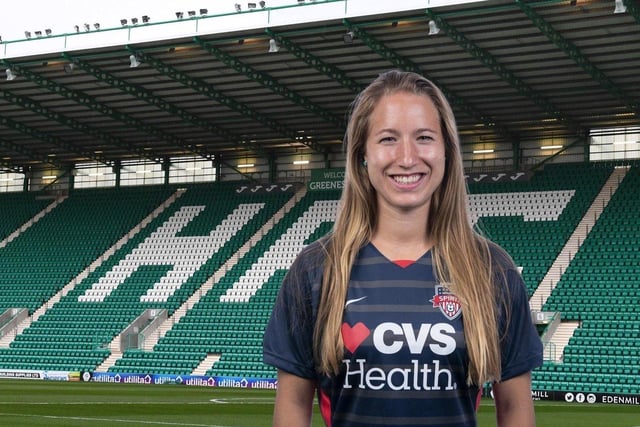 The striker joined Hibs in May and brings bags of experience, having turned out for the likes of Orlando Pride in the NWSL.