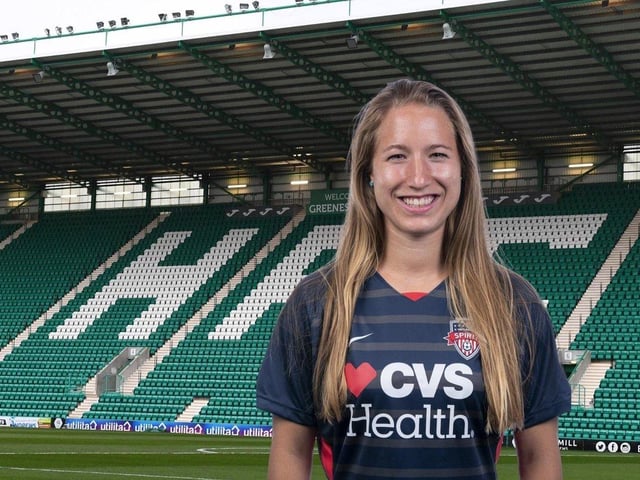 The striker joined Hibs in May and brings bags of experience, having turned out for the likes of Orlando Pride in the NWSL.