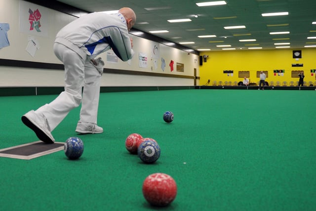 Bowlers compete in matches at the North Notts Arena in 2014 and 2015.