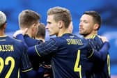 Carl Starfelt in action for Sweden against Estonia  (Photo by Linnea Rheborg/Getty Images)