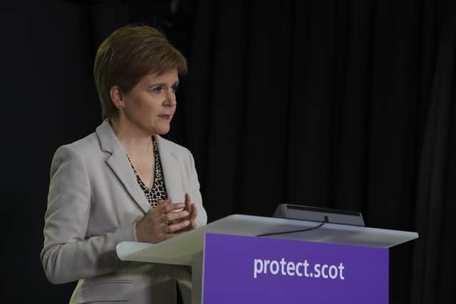 First Minister Nicola Sturgeon appears at a Covid briefing. Picture: Flickr/Scottish Government