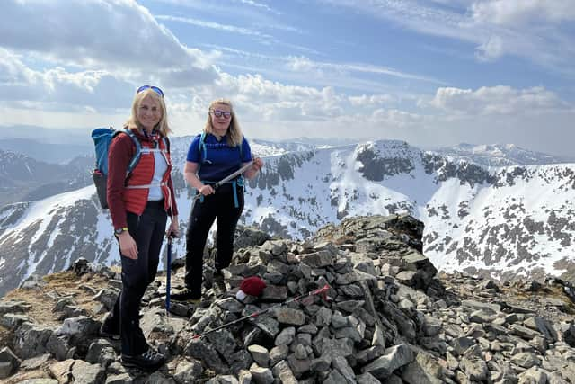 Louise Minchin in Glen Coe with Polar explorer and mountaineer Mollie Hughes. Pic: Contributed